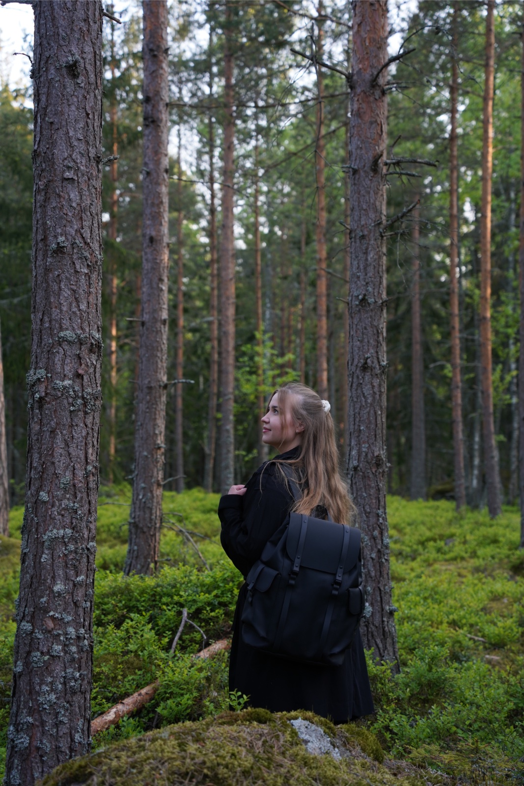 Erika Katainen with a backpack